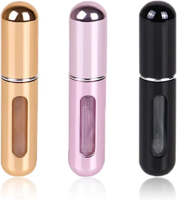 Travel Mini Perfume Refillable Atomizer Container, Portable Perfume Spray Bottle, 5ml Travel Perfume Scent Pump Case Fragrance Empty Spray Bottle for Traveling and Outgoing (3 Pack)