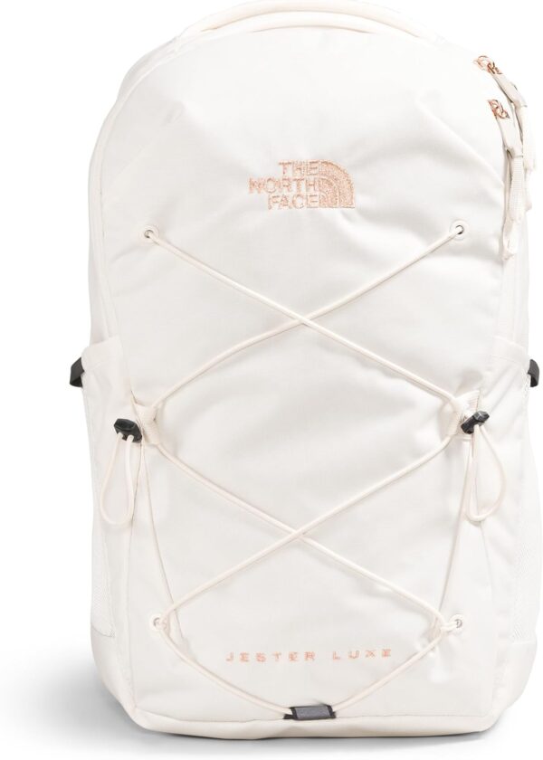 THE NORTH FACE Women’s Jester Luxe Everyday Laptop Backpack, Gardenia White/Burnt Coral Metallic, One Size