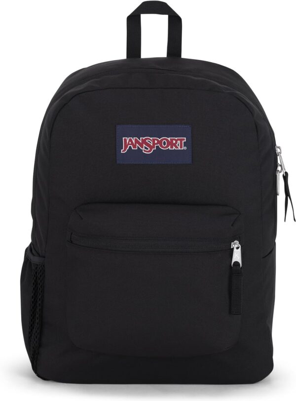 JanSport Cross Town Backpack – Travel, or Work Bag with Water Bottle Pocket, Black