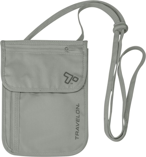 Travelon RFID Blocking Undergarment Neck Pouch, Gray, 8 x 5.25 x .125