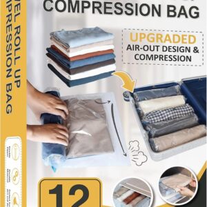 12 Hand Roll Up Compression Travel Bags-Space Save…