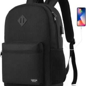 YAMTION Black Backpack for Women Men,Casual School…