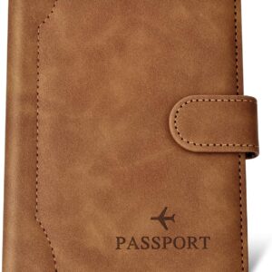 Herain Light Brown Passport Holder for Travel, Pas…