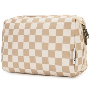 Narwey Checkered Makeup Bag Travel Cosmetic Bag Or…