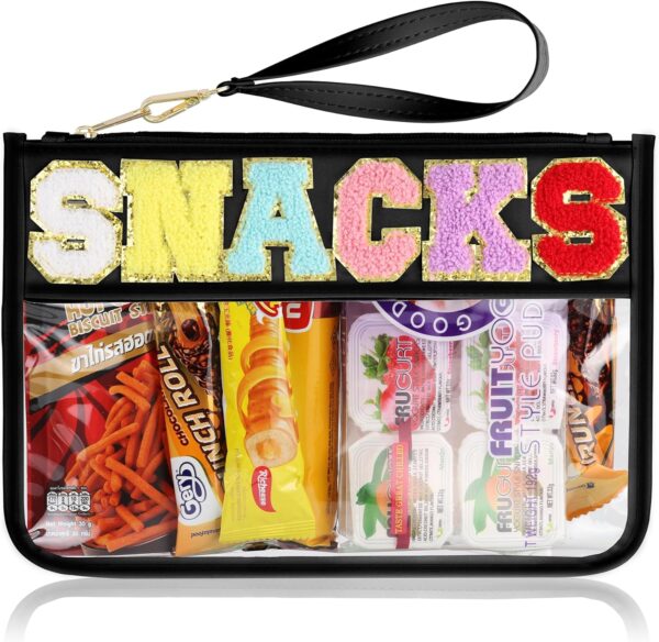 Snack Bag for Travel – Clear Chenille Varsity Lett…