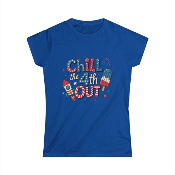 Red, White & Blue 'Chill the 4th Out' Women's Softstyle Tee - July 4th Celebration Shirt, Patriotic Graphic Tee, Independence Day [...] - Image 10