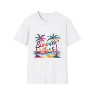 Summer Vibes Unisex Softstyle T-Shirt, Beachwear, Gift for Travelers, Summer Apparel, Tropical T-Shirt, Vacation Tee