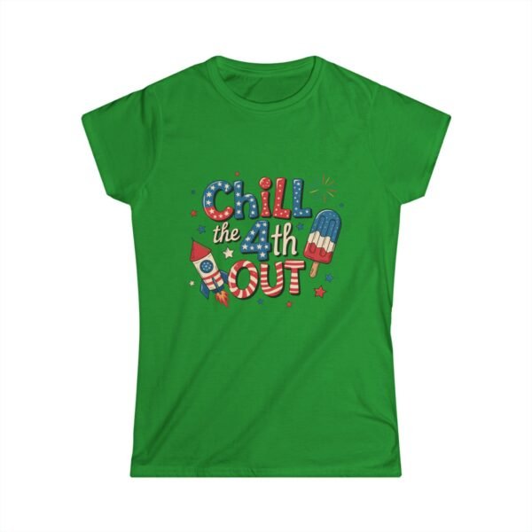 Red, White & Blue 'Chill the 4th Out' Women's Softstyle Tee - July 4th Celebration Shirt, Patriotic Graphic Tee, Independence Day [...] - Image 7