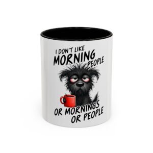 I Don’t Like Morning People Colorful Coffee Mug for Morning Haters, Funny Gifts for Coffee Lovers, Cute Mug for Pet Owners, Unique Holiday Gift, Humor Mug