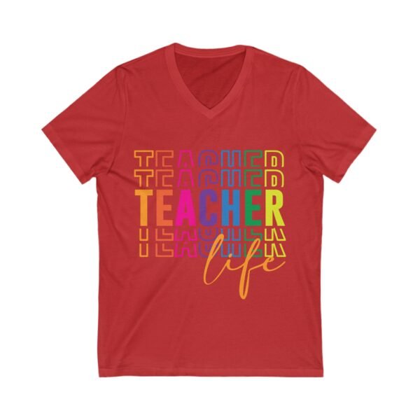 Colorful Teacher Life Tee, Teacher Gift, Education Apparel, Back to School Top, Bright V-Neck Shirt - Image 7