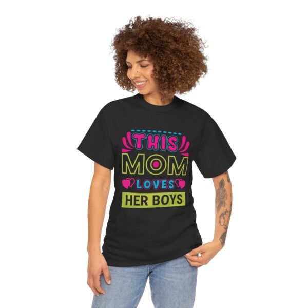 Mom Love Unisex Heavy Cotton Tee - This Mom Loves Her Boys Gift, Family T-Shirt, Cute Mom Shirt, Mother's Day Apparel, Cozy Casual Tee - Image 6