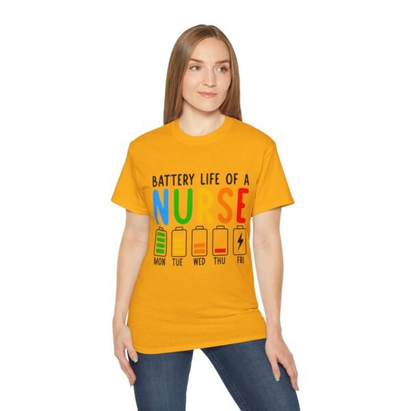 Battery Life of a Nurse Tee, Funny Nurse Gift, Healthcare Worker Shirt, Nursing Humor Apparel, Nurse Appreciation Day Tee - Image 21
