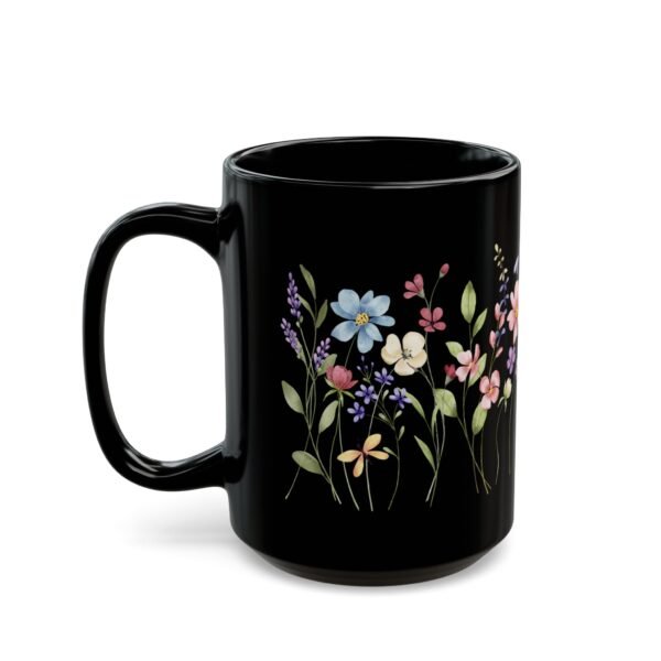 Floral Black Mug with Wildflowers Design, Coffee Cup, Gift for Garden Lovers, Mother's Day, Flower Enthusiast, Tea Mug, Home Decor - Image 7