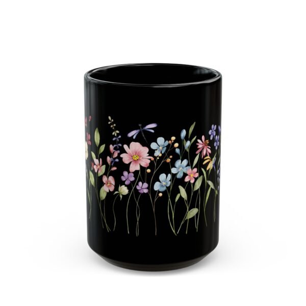 Floral Black Mug with Wildflowers Design, Coffee Cup, Gift for Garden Lovers, Mother's Day, Flower Enthusiast, Tea Mug, Home Decor - Image 5