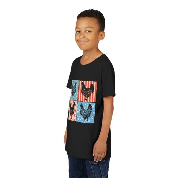 Patriotic Chicken Youth Tee, Fun Summer Wear, Gifts for Kids, Farmhouse Style Shirt, Fourth of July Apparel - Image 7