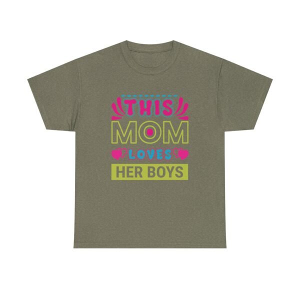 Mom Love Unisex Heavy Cotton Tee - This Mom Loves Her Boys Gift, Family T-Shirt, Cute Mom Shirt, Mother's Day Apparel, Cozy Casual Tee - Image 7