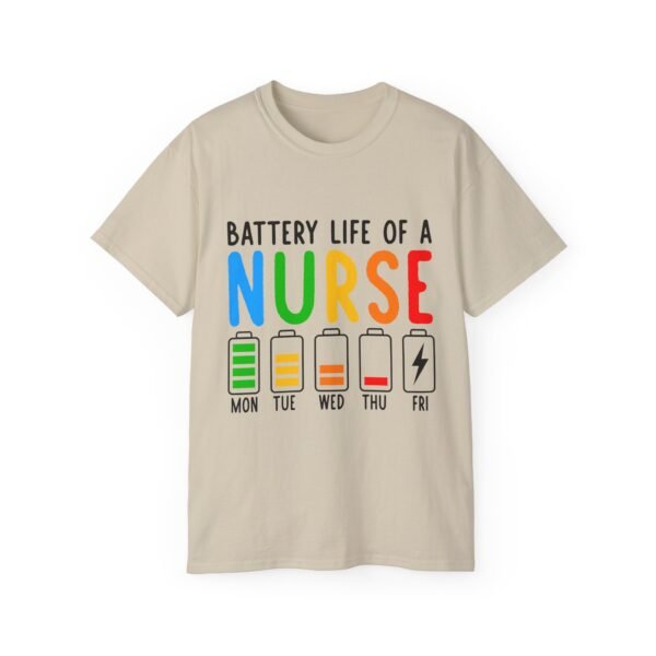 Battery Life of a Nurse Tee, Funny Nurse Gift, Healthcare Worker Shirt, Nursing Humor Apparel, Nurse Appreciation Day Tee - Image 9