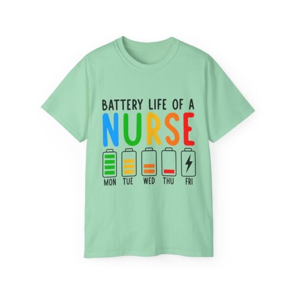 Battery Life of a Nurse Tee, Funny Nurse Gift, Healthcare Worker Shirt, Nursing Humor Apparel, Nurse Appreciation Day Tee - Image 26