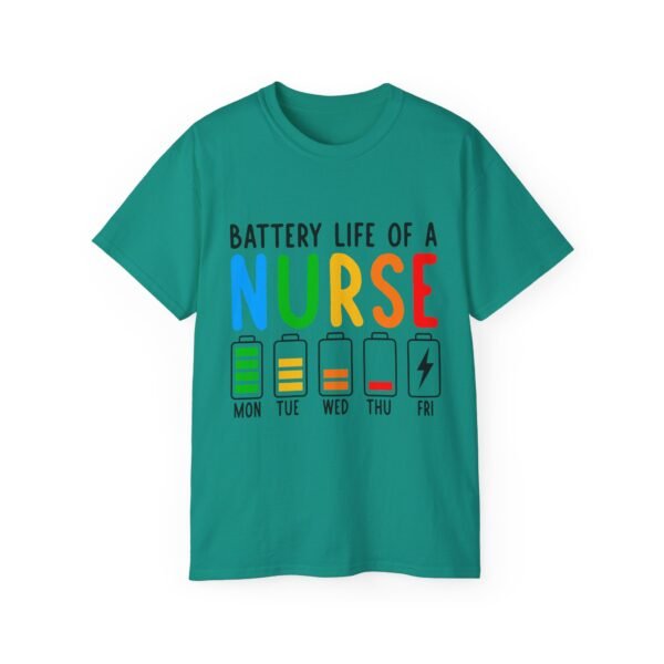 Battery Life of a Nurse Tee, Funny Nurse Gift, Healthcare Worker Shirt, Nursing Humor Apparel, Nurse Appreciation Day Tee