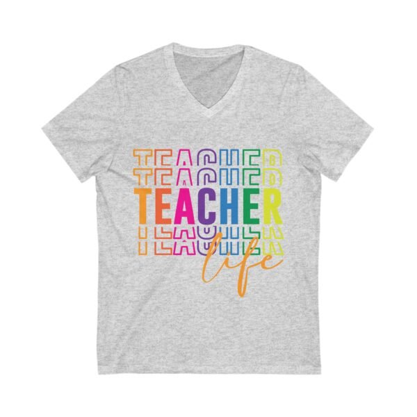 Colorful Teacher Life Tee, Teacher Gift, Education Apparel, Back to School Top, Bright V-Neck Shirt - Image 5