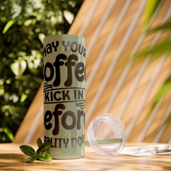 Coffee Kick-In Skinny Tumbler, 20oz | Motivational Drinkware for Daily Boost, Gifts for Coffee Lovers, Travel Mug, Unique Drink [...] - Image 13