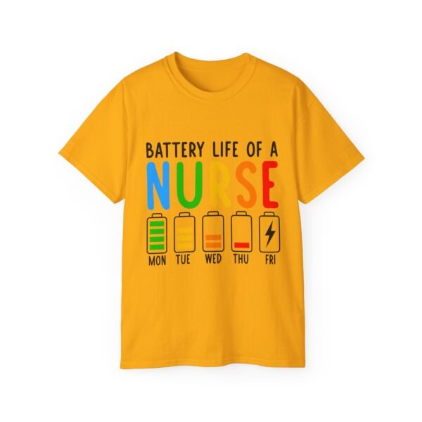 Battery Life of a Nurse Tee, Funny Nurse Gift, Healthcare Worker Shirt, Nursing Humor Apparel, Nurse Appreciation Day Tee - Image 17