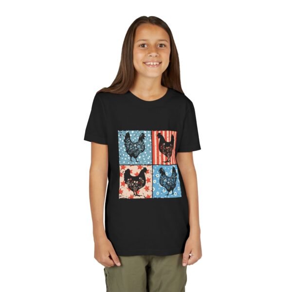 Patriotic Chicken Youth Tee, Fun Summer Wear, Gifts for Kids, Farmhouse Style Shirt, Fourth of July Apparel - Image 5