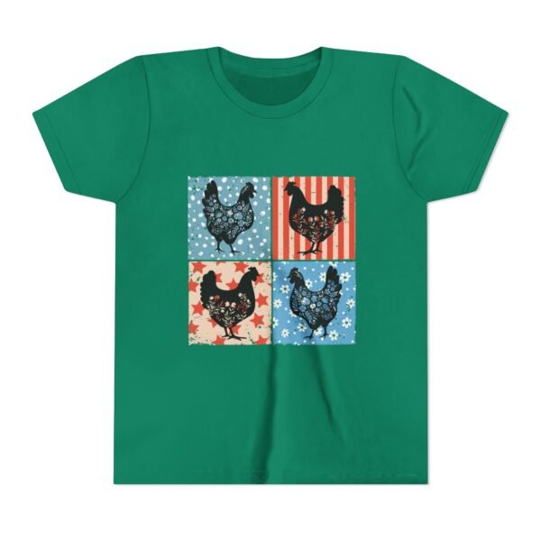 Patriotic Chicken Youth Tee, Fun Summer Wear, Gifts for Kids, Farmhouse Style Shirt, Fourth of July Apparel - Image 10