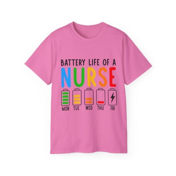 Battery Life of a Nurse Tee, Funny Nurse Gift, Healthcare Worker Shirt, Nursing Humor Apparel, Nurse Appreciation Day Tee - Image 42