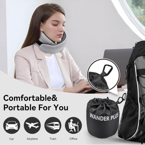 WANDER PLUS® Travel Pillow, 100% Pure Memory Foam ... - Image 3