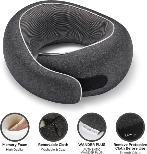 WANDER PLUS® Travel Pillow, 100% Pure Memory Foam ... - Image 4