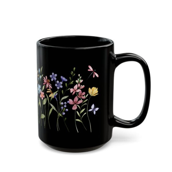 Floral Black Mug with Wildflowers Design, Coffee Cup, Gift for Garden Lovers, Mother's Day, Flower Enthusiast, Tea Mug, Home Decor - Image 6