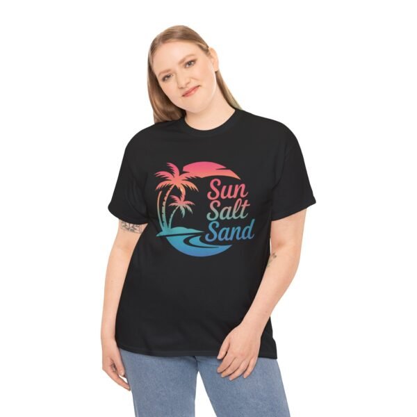Tropical Beach Tee, Sun Salt Sand T-Shirt, Summer Vibes Shirt, Ocean Lover Apparel, Beach Vacation Clothing, Coastal Gift Idea - Image 6