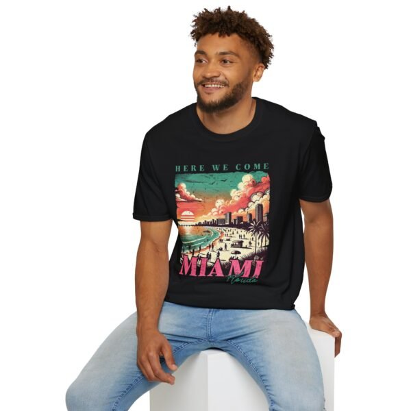 Miami Beach Vibes Unisex Softstyle T-Shirt, Summer Apparel, Vacation Tee, Graphic Shirt for Beach Lovers, Travel Gift - Image 5