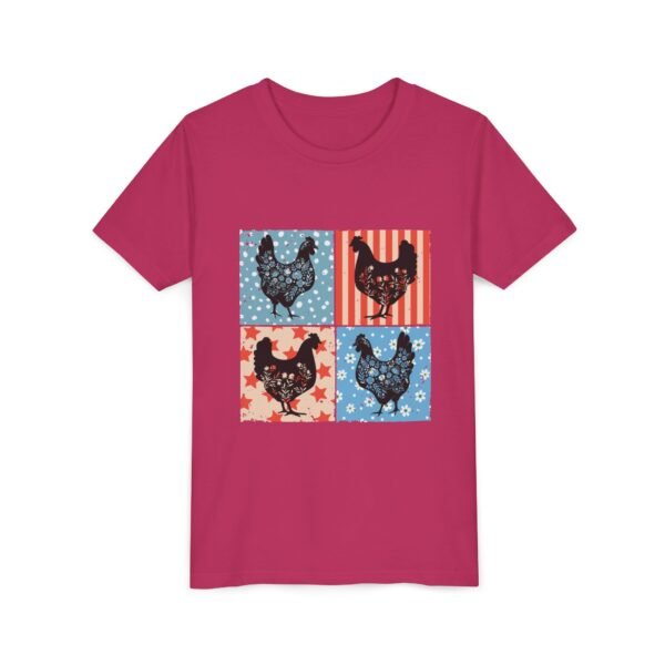Patriotic Chicken Youth Tee, Fun Summer Wear, Gifts for Kids, Farmhouse Style Shirt, Fourth of July Apparel - Image 20