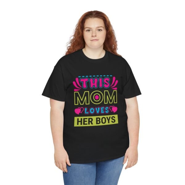 Mom Love Unisex Heavy Cotton Tee - This Mom Loves Her Boys Gift, Family T-Shirt, Cute Mom Shirt, Mother's Day Apparel, Cozy Casual Tee - Image 5