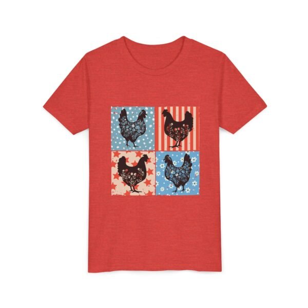 Patriotic Chicken Youth Tee, Fun Summer Wear, Gifts for Kids, Farmhouse Style Shirt, Fourth of July Apparel - Image 24