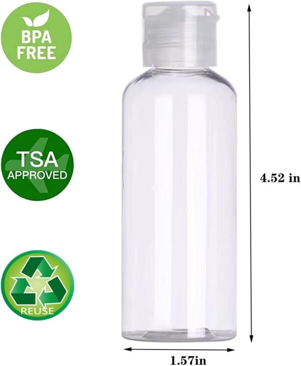 5 Pack 3.4oz Empty Plastic Travel Bottles for Toil... - Image 5