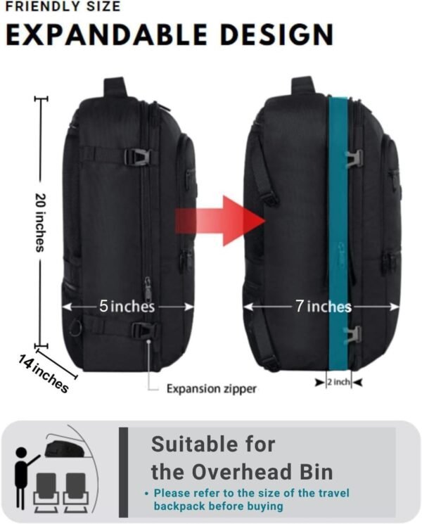 Vancropak Carry On Backpack, 40L Expandable Extra ... - Image 4