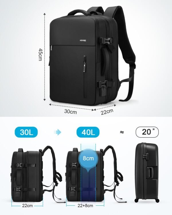 HOMIEE 40L Travel Backpack TSA Approved Personal I... - Image 3