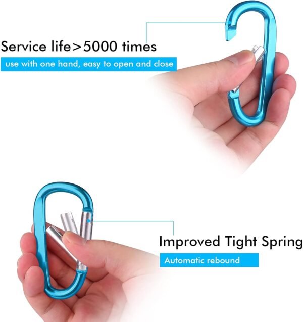 6PCS Black Carabiner Caribeaner Clip,3" Large Alum... - Image 4