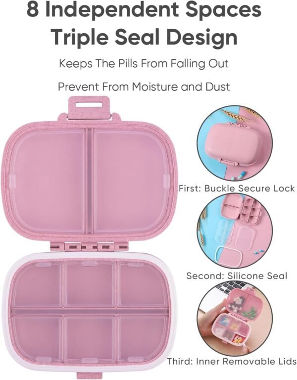 Holii Travel Pill Organizer, 8 Compartments Portab... - Image 5