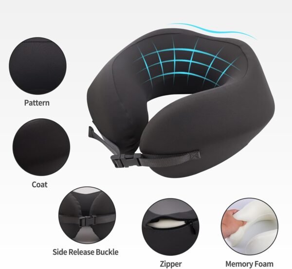 Travel Neck Pillows for Airplanes, Compact Memory ... - Image 3