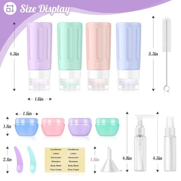 16 Pcs Silicone Bottles Set, Leak-Proof Design, Tr... - Image 3