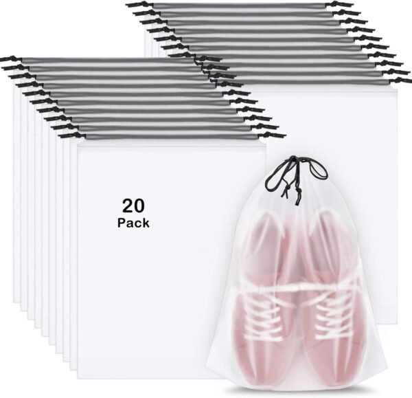 20 Pack Shoe Bags for Travel, 15.7" x 11.8" Clear ... - Image 2