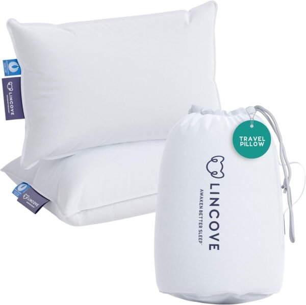 Lincove Canadian Down Feather Travel Pillow Pack o... - Image 2
