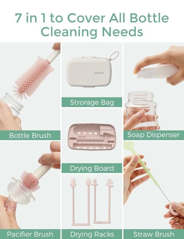Momcozy Bottle Brush Set - Baby Bottle Cleaner Kit... - Image 7