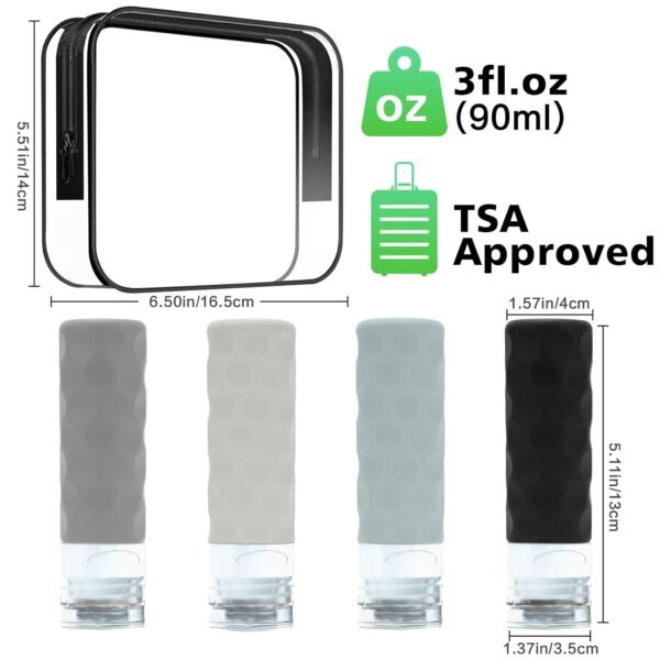 Travel Bottles for Toiletries, 4pcs Tsa Approved 3... - Image 3