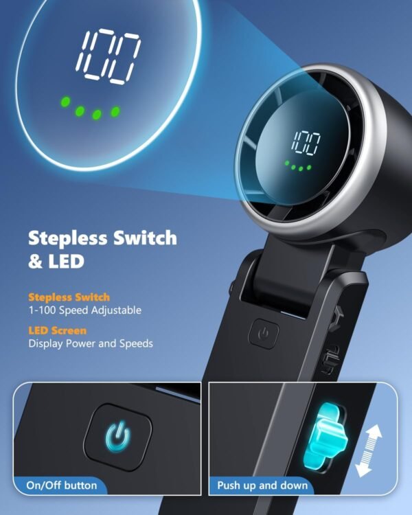 Portable Handheld Turbo Fan, Stepless 100 Gear Win... - Image 5