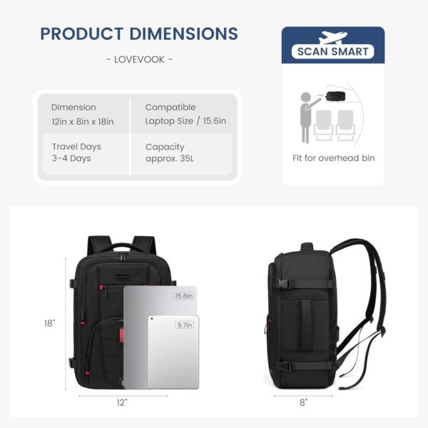 LOVEVOOK Travel Laptop Backpack for Men, 35L Large... - Image 6